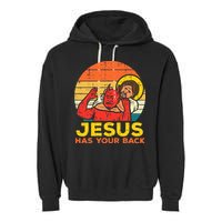 Jesus Has Your Back Jiu Jitsu Retro Christian Garment-Dyed Fleece Hoodie
