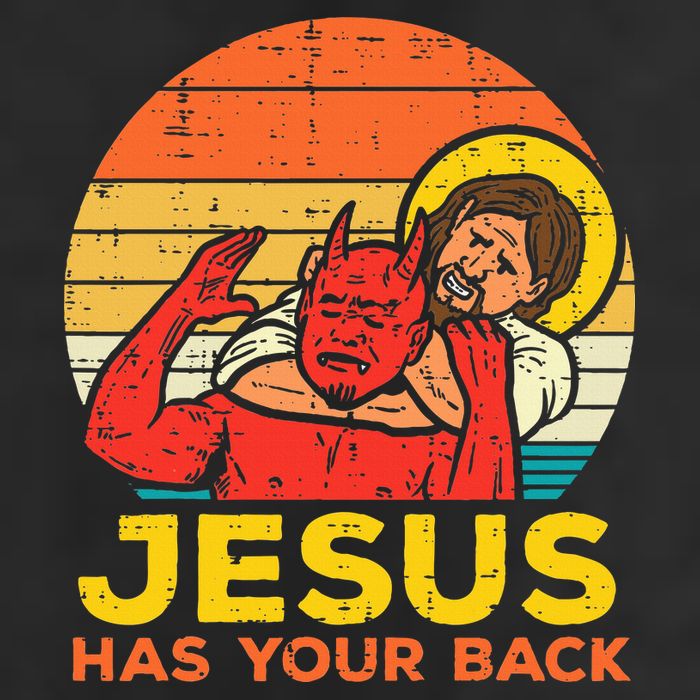 Jesus Has Your Back Jiu Jitsu Retro Christian Garment-Dyed Fleece Hoodie