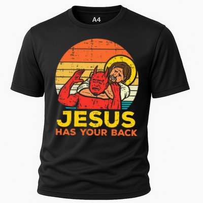 Jesus Has Your Back Jiu Jitsu Retro Christian Performance Shirt
