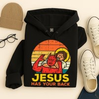 Jesus Has Your Back Jiu Jitsu Retro Christian Hoodie