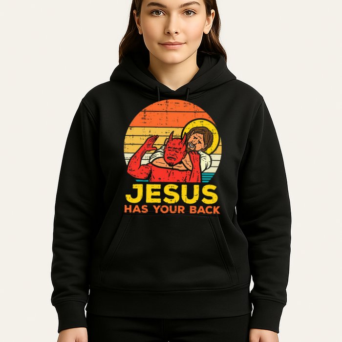 Jesus Has Your Back Jiu Jitsu Retro Christian Hoodie