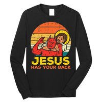Jesus Has Your Back Jiu Jitsu Retro Christian Long Sleeve Shirt