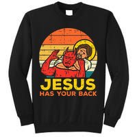 Jesus Has Your Back Jiu Jitsu Retro Christian Sweatshirt