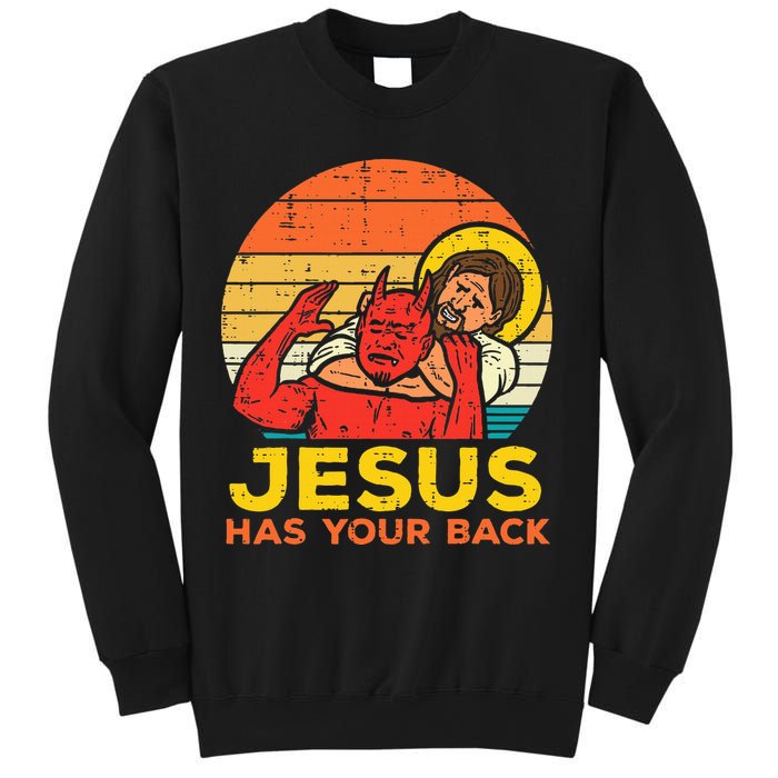 Jesus Has Your Back Jiu Jitsu Retro Christian Sweatshirt