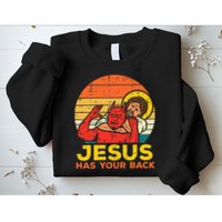 Jesus Has Your Back Jiu Jitsu Retro Christian Sweatshirt