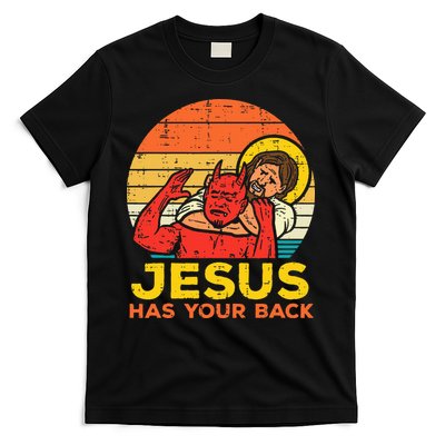 Jesus Has Your Back Jiu Jitsu Retro Christian T-Shirt