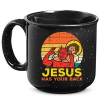 Jesus Has Your Back Jiu Jitsu Retro Christian 15oz Campfire Ceramic Mug