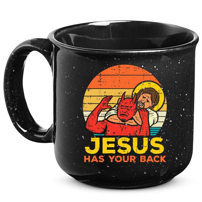 Jesus Has Your Back Jiu Jitsu Retro Christian 15oz Campfire Ceramic Mug