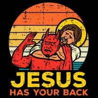 Jesus Has Your Back Jiu Jitsu Retro Christian Drawstring Bag