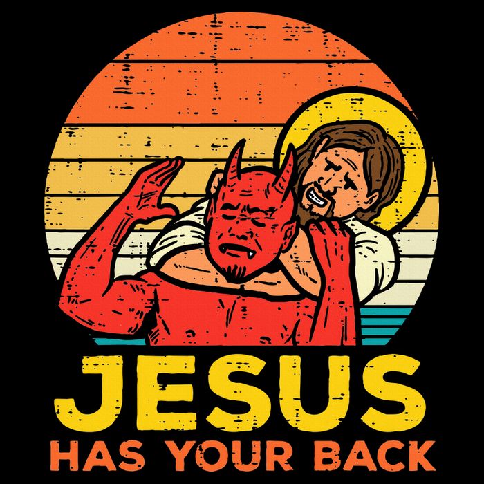 Jesus Has Your Back Jiu Jitsu Retro Christian Drawstring Bag