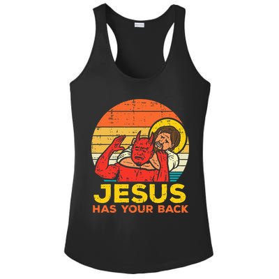 Jesus Has Your Back Jiu Jitsu Retro Christian Ladies PosiCharge Competitor Racerback Tank