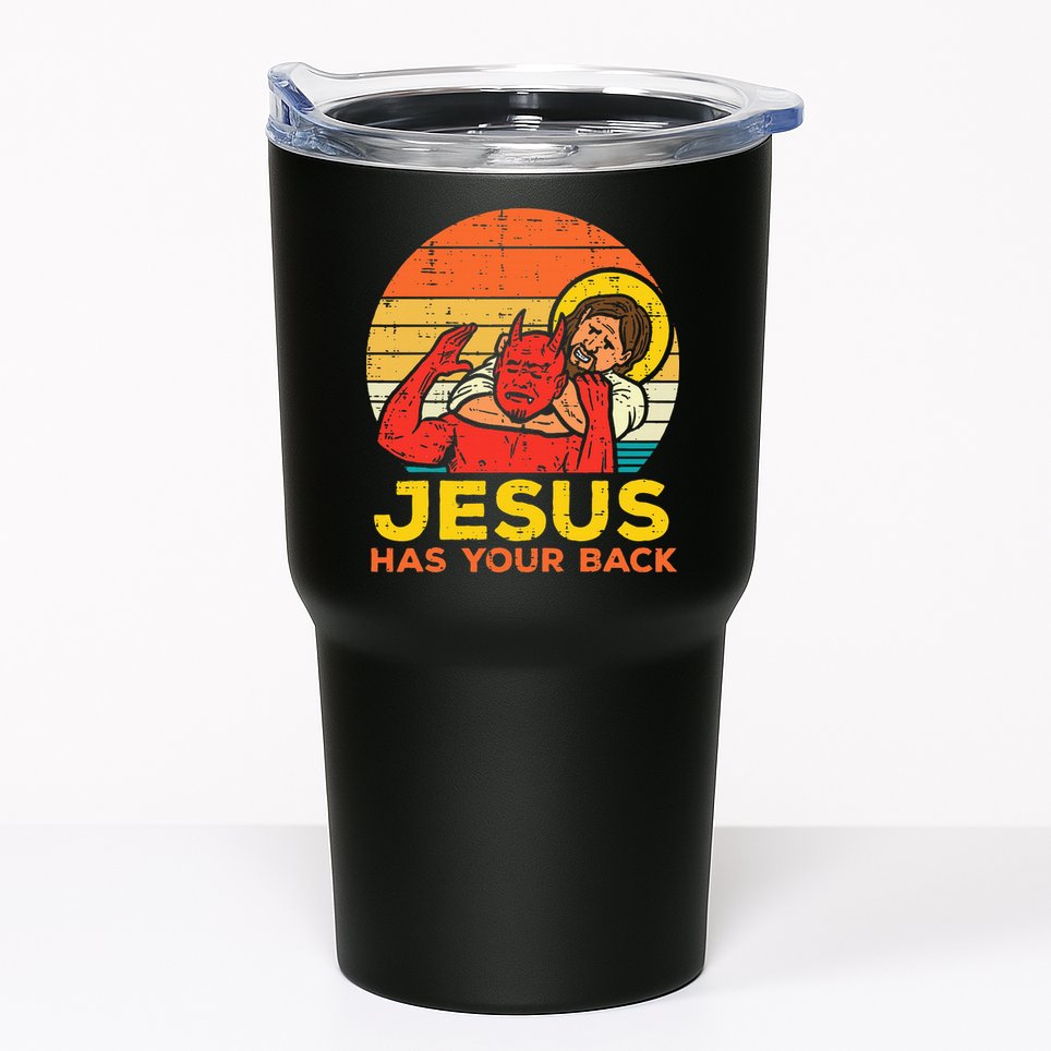 Jesus Has Your Back Jiu Jitsu Retro Christian Tumbler