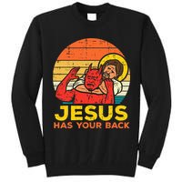 Jesus Has Your Back Jiu Jitsu Retro Christian Tall Sweatshirt