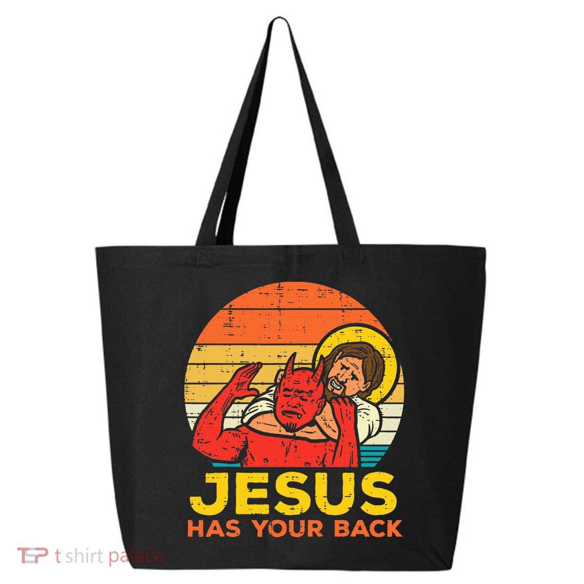 Jesus Has Your Back Jiu Jitsu Retro Christian 25L Jumbo Tote