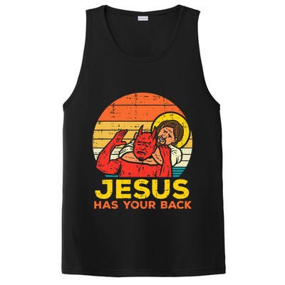 Jesus Has Your Back Jiu Jitsu Retro Christian PosiCharge Competitor Tank