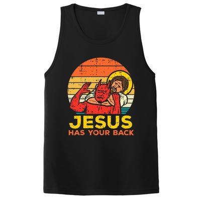 Jesus Has Your Back Jiu Jitsu Retro Christian PosiCharge Competitor Tank