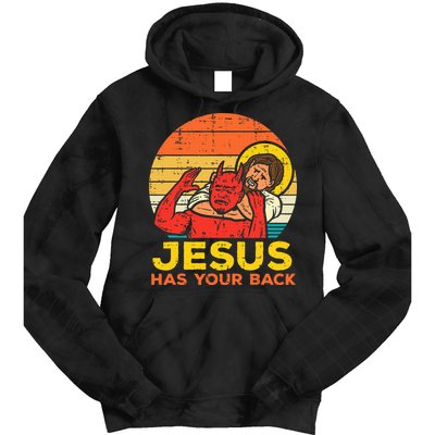 Jesus Has Your Back Jiu Jitsu Retro Christian Tie Dye Hoodie