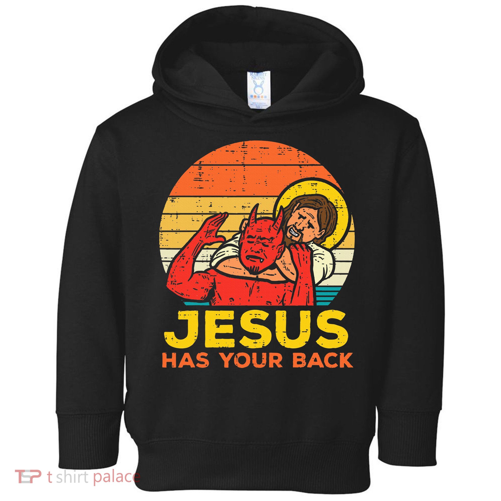Jesus Has Your Back Jiu Jitsu Retro Christian Toddler Hoodie