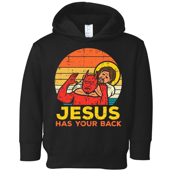 Jesus Has Your Back Jiu Jitsu Retro Christian Toddler Hoodie