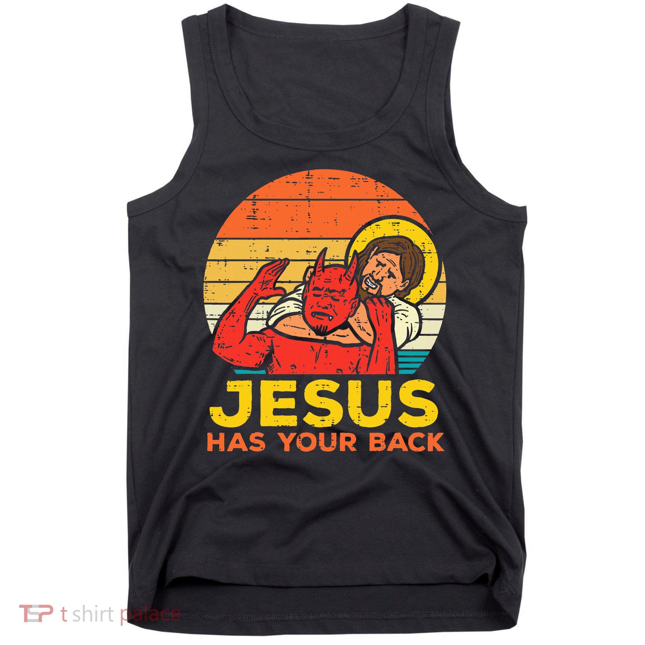Jesus Has Your Back Jiu Jitsu Retro Christian Tank Top