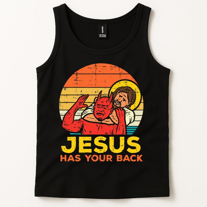 Jesus Has Your Back Jiu Jitsu Retro Christian Tank Top