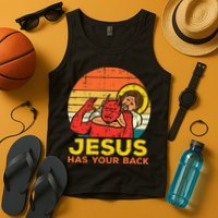 Jesus Has Your Back Jiu Jitsu Retro Christian Tank Top
