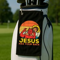 Jesus Has Your Back Jiu Jitsu Retro Christian Golf Towel
