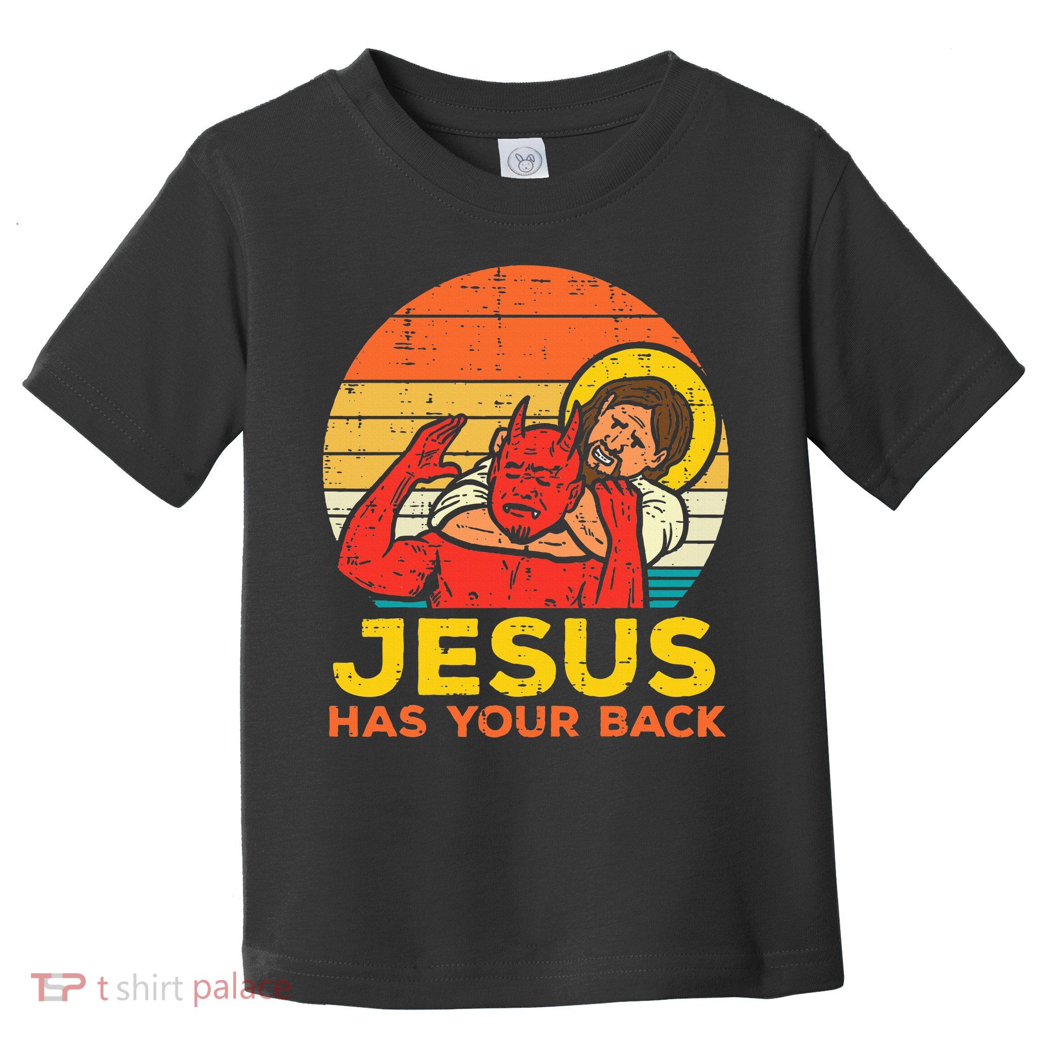 Jesus Has Your Back Jiu Jitsu Retro Christian Toddler T-Shirt