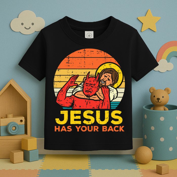 Jesus Has Your Back Jiu Jitsu Retro Christian Toddler T-Shirt