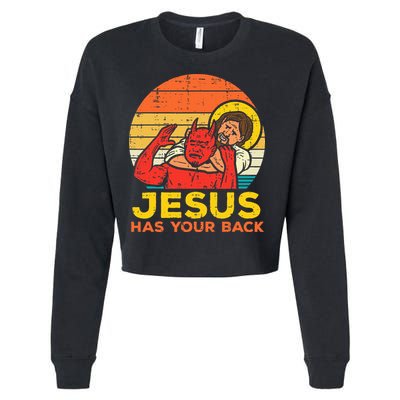 Jesus Has Your Back Jiu Jitsu Retro Christian Cropped Pullover Crew