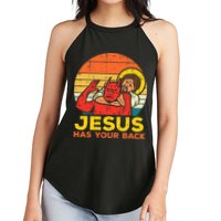 Jesus Has Your Back Jiu Jitsu Retro Christian Women's Perfect Tri Rocker Tank