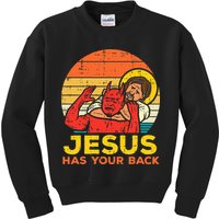 Jesus Has Your Back Jiu Jitsu Retro Christian Kids Sweatshirt