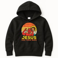 Jesus Has Your Back Jiu Jitsu Retro Christian Kids Hoodie