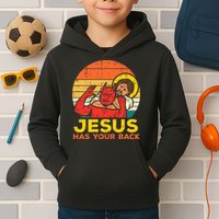 Jesus Has Your Back Jiu Jitsu Retro Christian Kids Hoodie