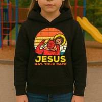 Jesus Has Your Back Jiu Jitsu Retro Christian Kids Hoodie