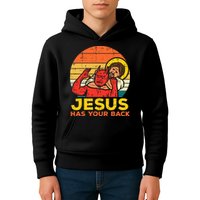 Jesus Has Your Back Jiu Jitsu Retro Christian Kids Hoodie