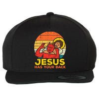 Jesus Has Your Back Jiu Jitsu Retro Christian Wool Snapback Cap