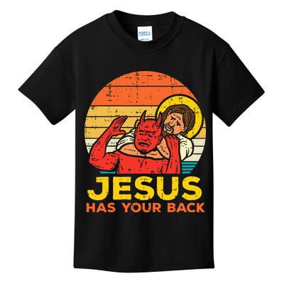 Jesus Has Your Back Jiu Jitsu Retro Christian Kids T-Shirt