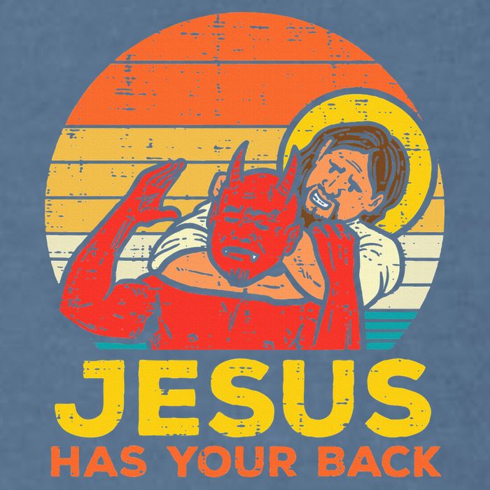 Jesus Has Your Back Jiu Jitsu Retro Christian Garment-Dyed Sweatshirt