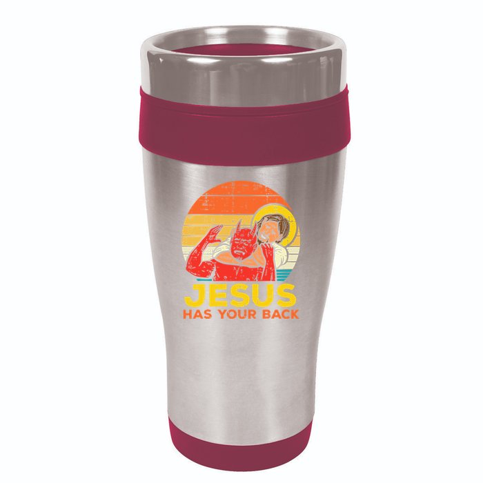 Jesus Has Your Back Jiu Jitsu Retro Christian 16oz Travel Tumbler