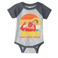Jesus Has Your Back Jiu Jitsu Retro Christian Infant Baby Jersey Bodysuit