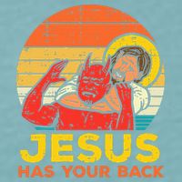 Jesus Has Your Back Jiu Jitsu Retro Christian Sueded Cloud Jersey T-Shirt