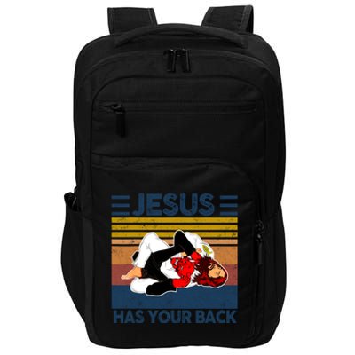 Jesus Has Your Back Vintage JIU JITSU Funny Satan Finished Impact Tech Backpack