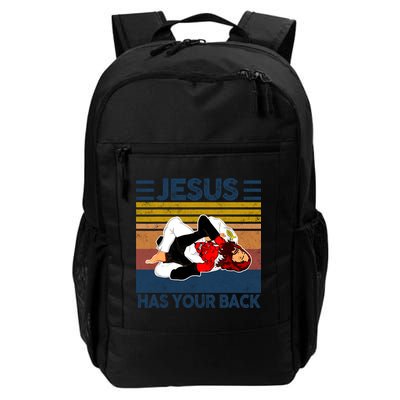 Jesus Has Your Back Vintage JIU JITSU Funny Satan Finished Backpack