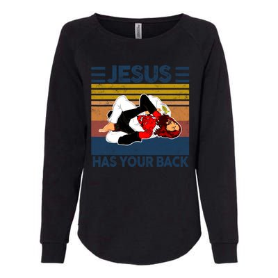 Jesus Has Your Back Vintage JIU JITSU Funny Satan Finished Womens California Wash Sweatshirt