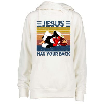 Jesus Has Your Back Vintage JIU JITSU Funny Satan Finished Womens Funnel Neck Pullover Hood