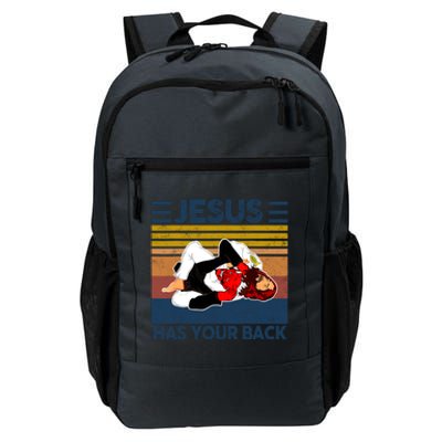 Jesus Has Your Back Vintage JIU JITSU Funny Satan Finished Daily Commute Backpack