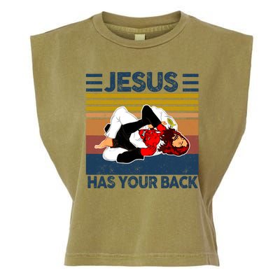 Jesus Has Your Back Vintage JIU JITSU Funny Satan Finished Garment-Dyed Women's Muscle Tee