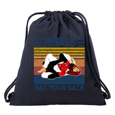 Jesus Has Your Back Vintage JIU JITSU Funny Satan Finished Drawstring Bag