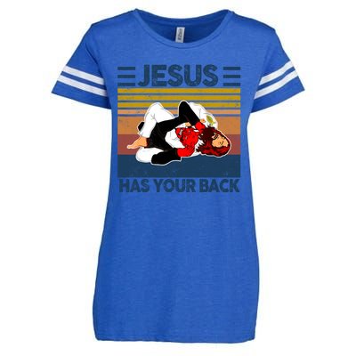 Jesus Has Your Back Vintage JIU JITSU Funny Satan Finished Enza Ladies Jersey Football T-Shirt